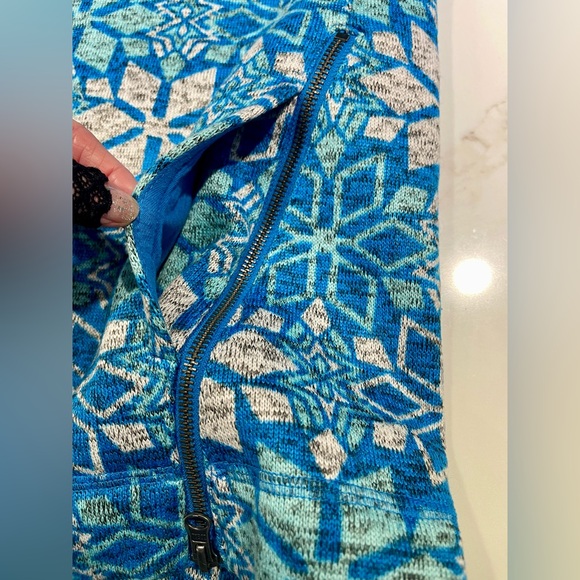 TALBOT Fleece Hoodie, Long Sleeve, Blue/Turquoise Size L - Picture 9 of 13